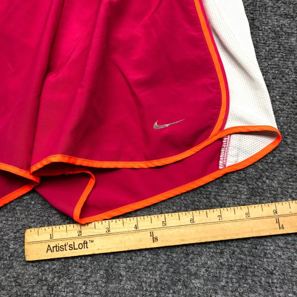 Nike Dri-FIT Womens Pink Orange White Mesh Running Training Shorts Small